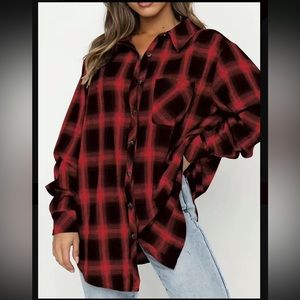 NWT Plaid Flannel Shirt Red & Black button down shirt